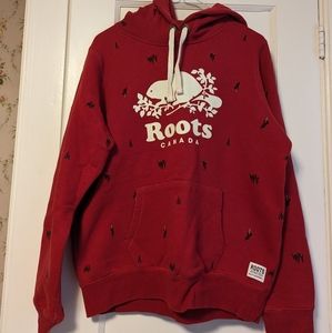 Roots red hooded sweatshirt